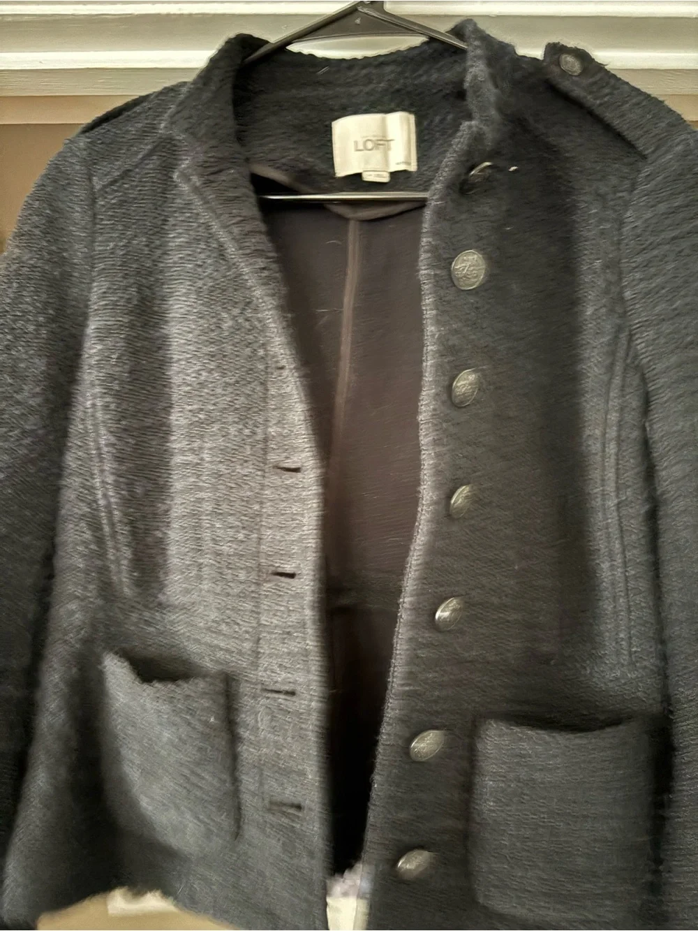 LOFT Black Textured Coat